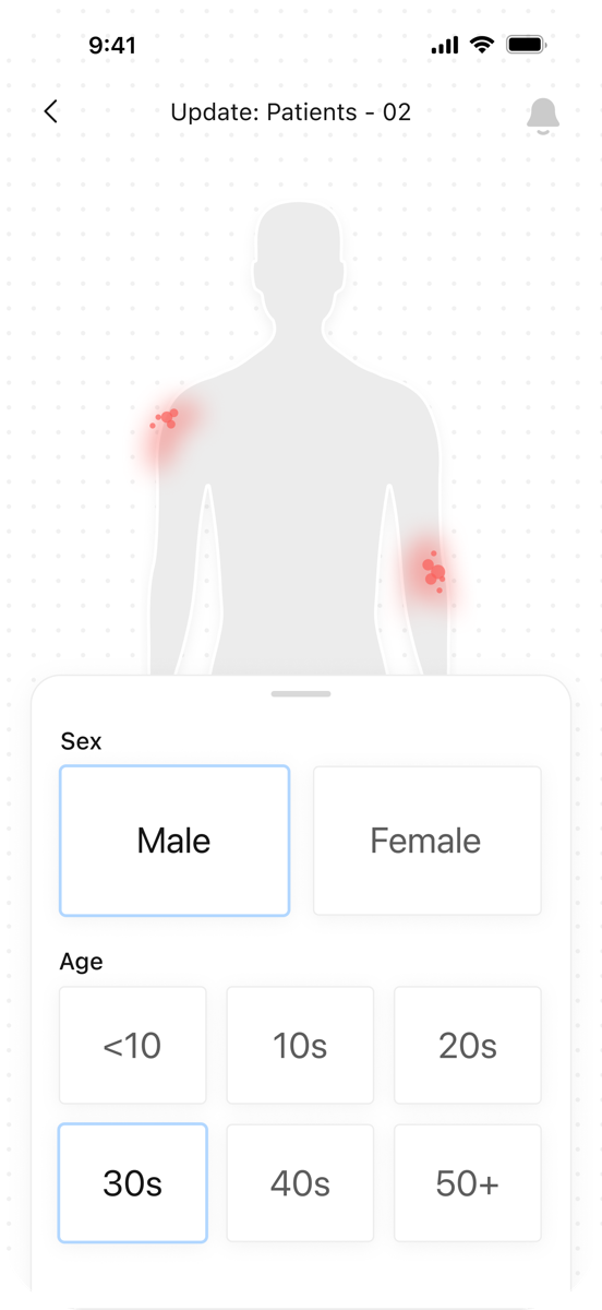 Field response updates injury and patient context from the mobile surface